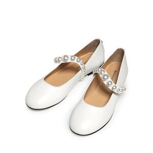 Mach & Mach Sirene Faux-Pearl Embellished Ballerina Flats, Brand Size 38.5 NWT